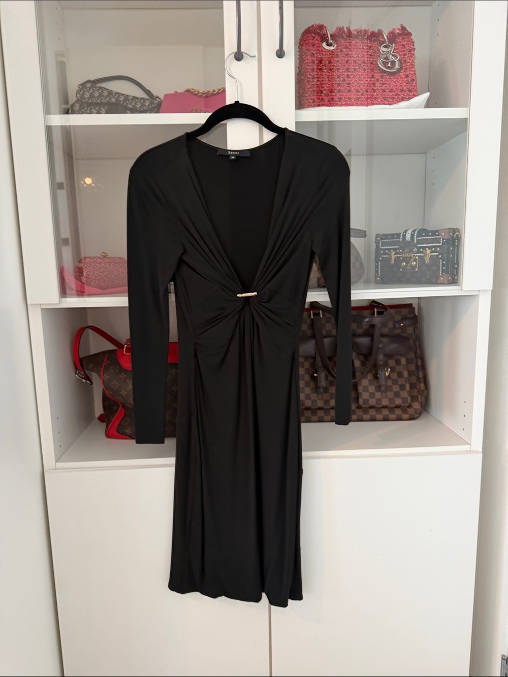 Gucci Black Long-Sleeve Twist-Knot Dress